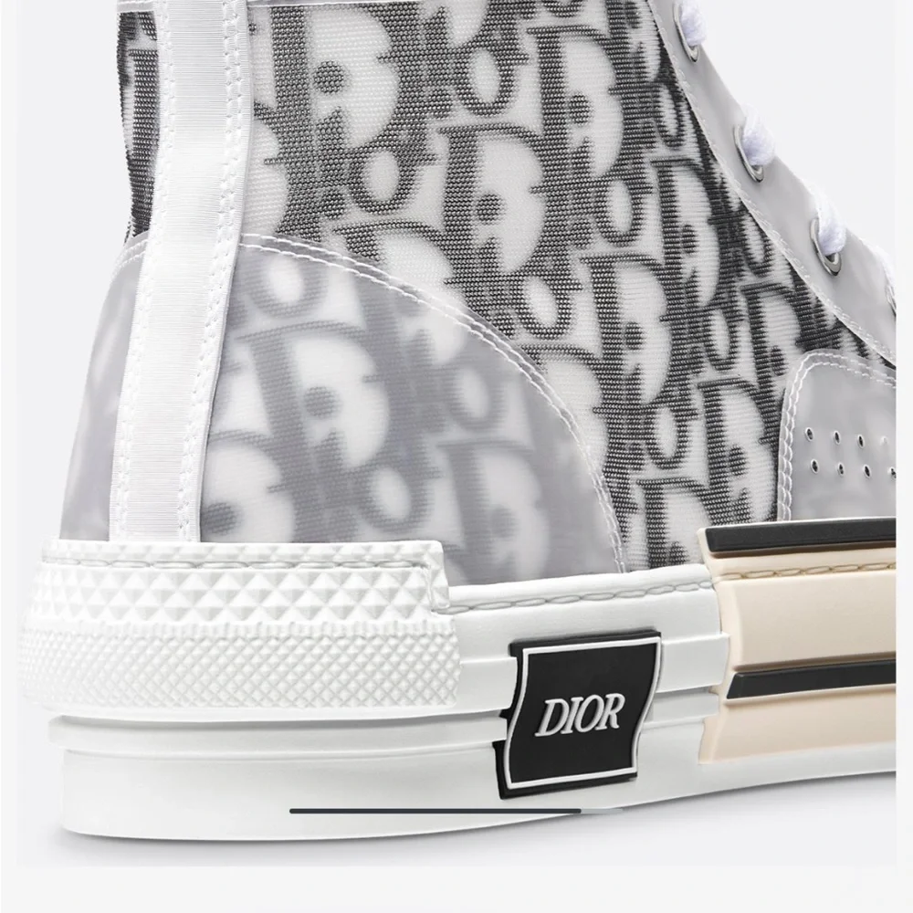 Dior Monogram High-Top Sneakers in Gray and White - Picture 3 of 11